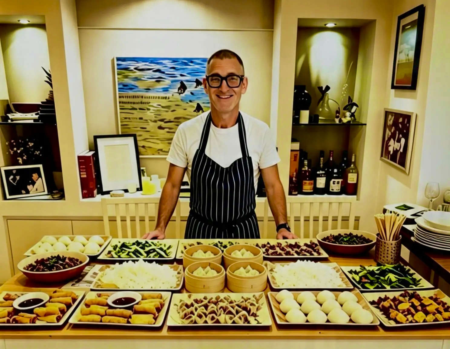 Traditional dim sum being made in the kitchen