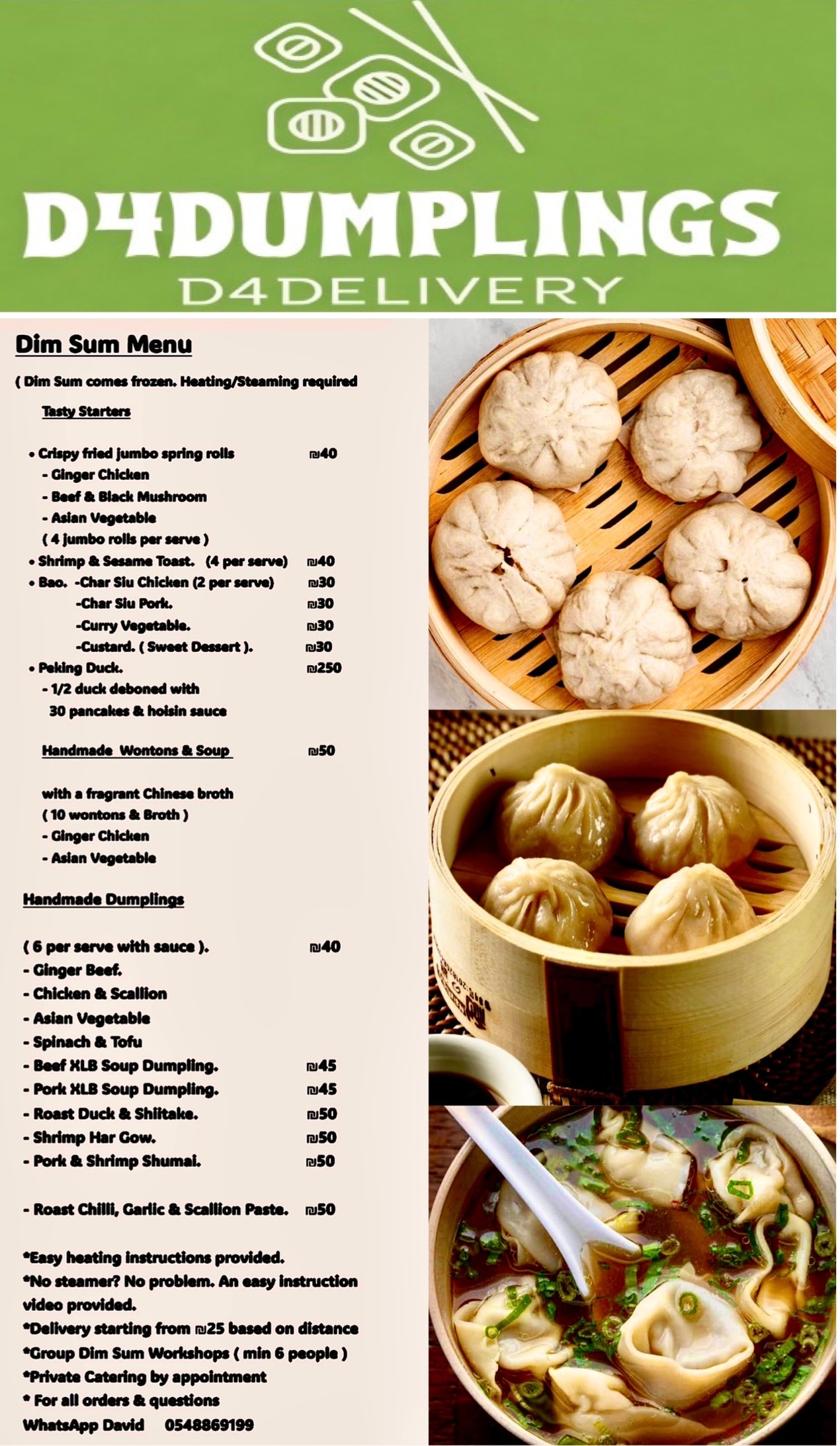 D4Dumplings printable dim sum menu
